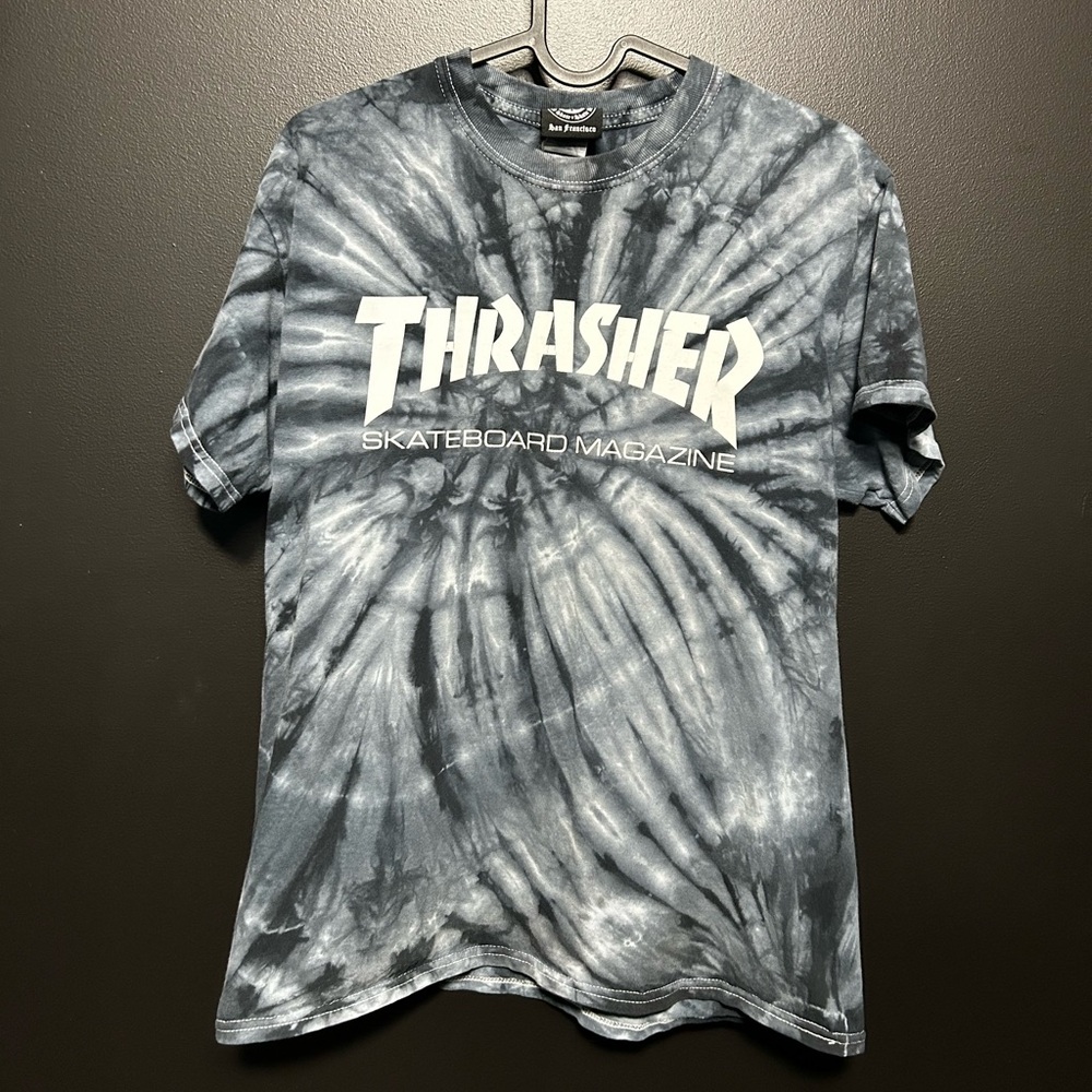 Thrasher Black and Gray Tie-Dye Tee